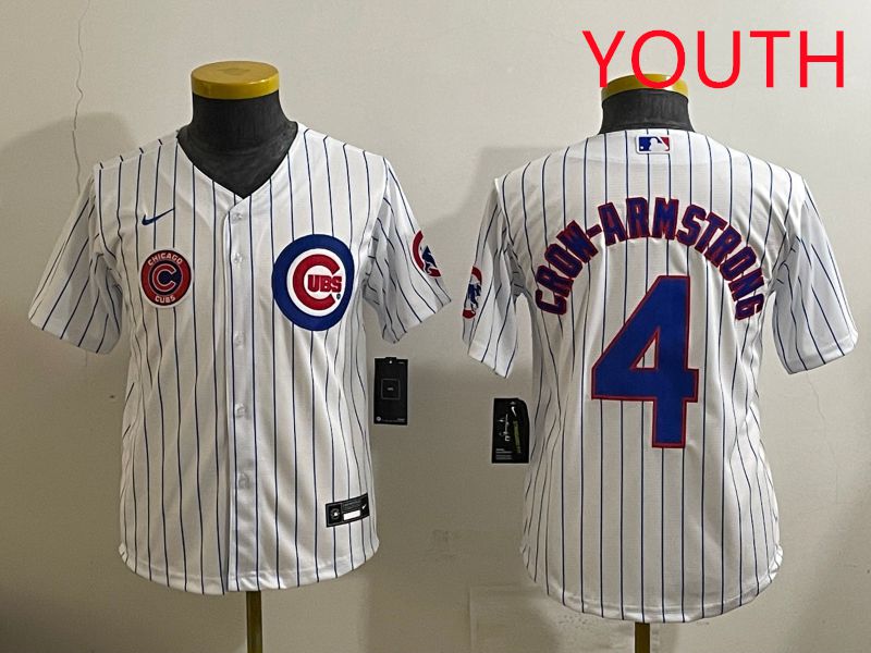 Youth 2025 Chicago Cubs #4 Crow-Armstrong White Stripe Game Nike MLB Jersey style 7